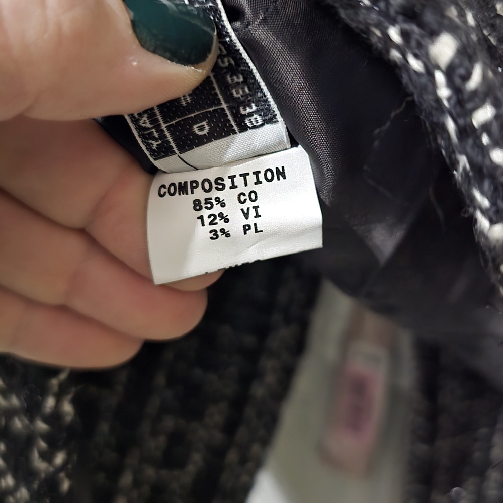 NWT Nicola Made in Italy Black & White Tweed Blazer/Jacket w/ Metallic Threading - Picture 16 of 16